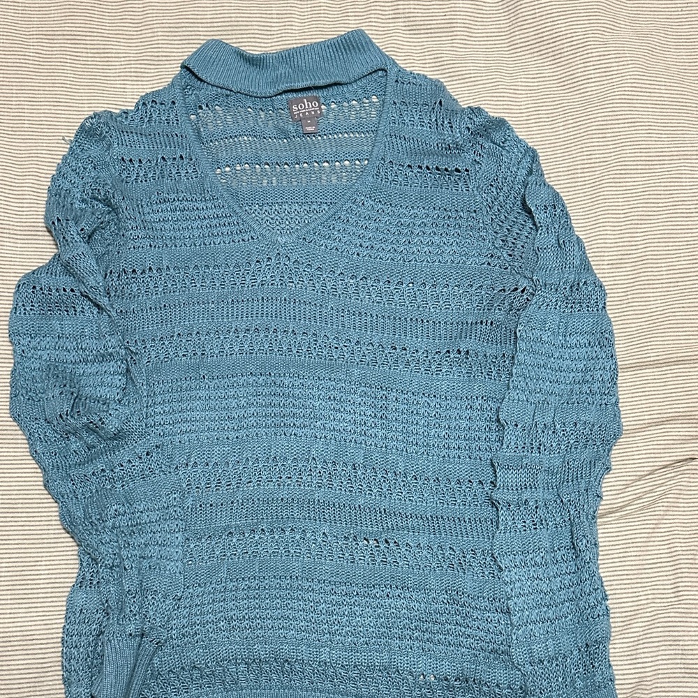 Soho Teal V-Neck Women's Sweater